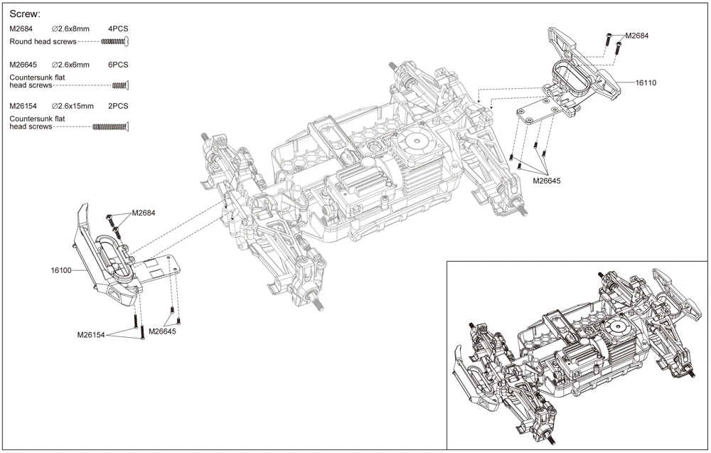 Original-Ersatzteile für MJX Hyper Go H16H H16E H16P 16207 16208 16209 16210 RC Autozubehör – Detail 16