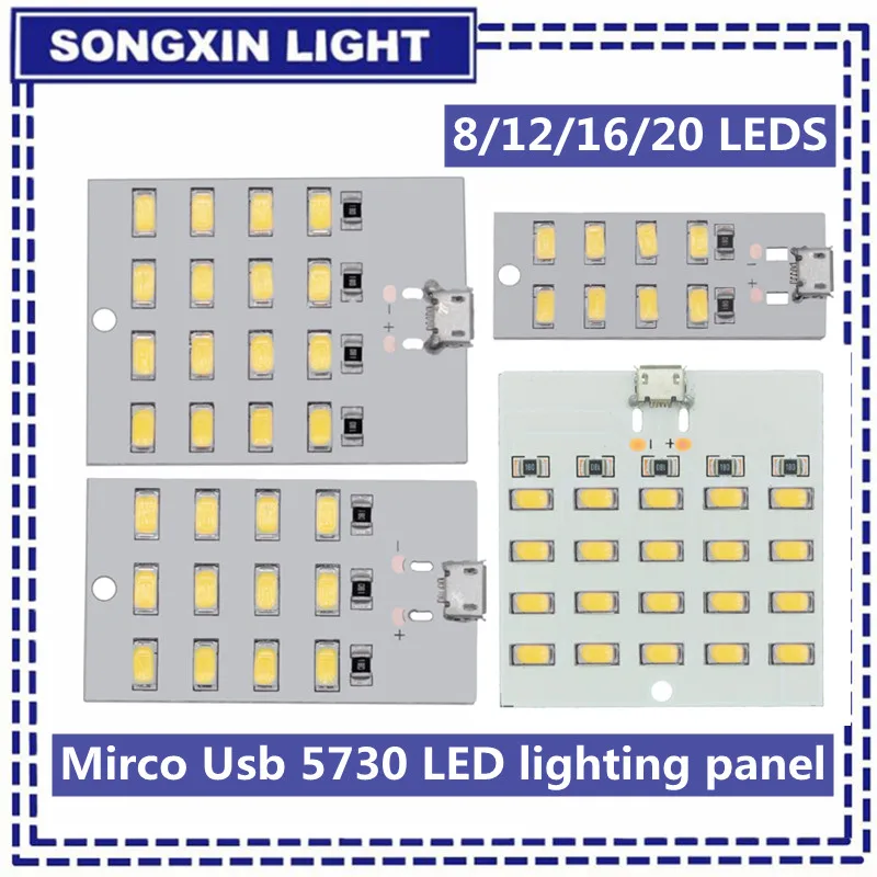 5730 Smd 5V 430mA~470mA White Mirco Usb 5730 LED Lighting Panel USB Mobile Light Emergency Light Night Light Electronic DIY