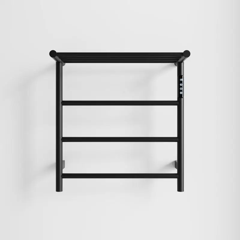 

Wall-Mounted Heated Towel Rack with Top Shelf, 3-Bar Warmer for Bathroom, Intelligent Touch Timer, 304 Stainless Steel,