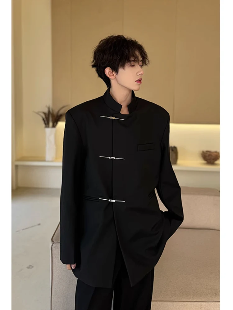 

New Chinese Sle Men's Suit Spring Collection High-End Feel Cool Haome Sle Stand Collar oulder Width West Coat