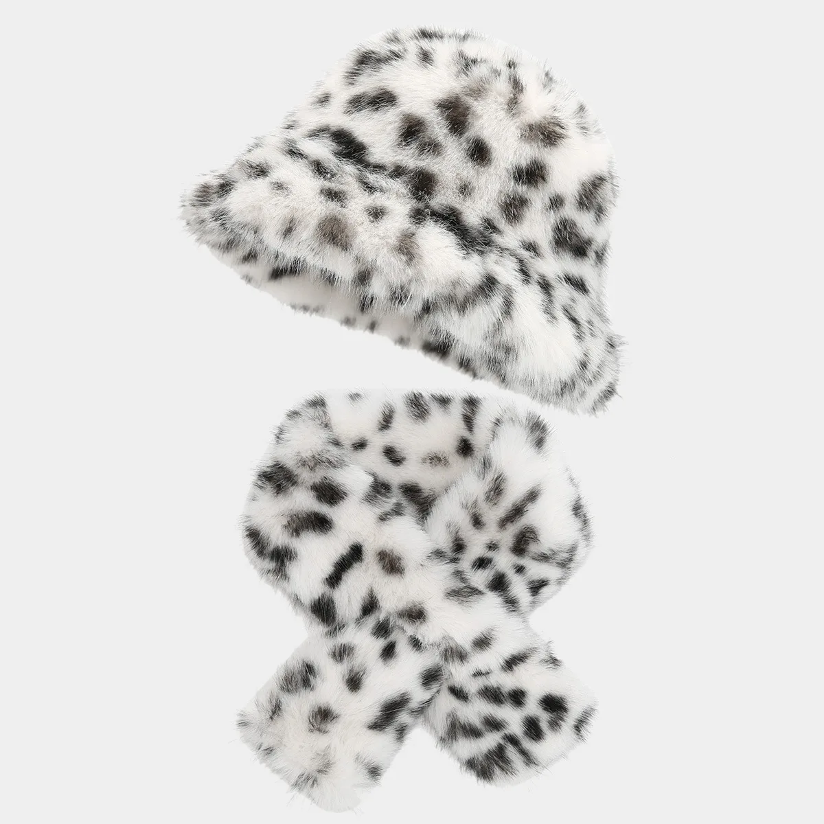 Chapeau en peluche à motif léopard, mode européenne et américaine, chapeau chaud élégant, costume écharpe, tendance automne et hiver, nouveau