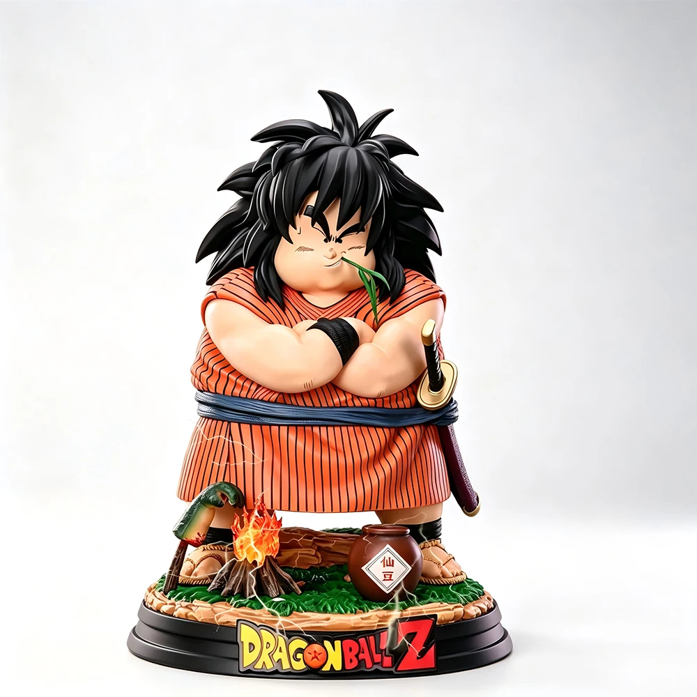 Anime Dragon Ball Z Yajirobe Figure GK Statue With Campfire & Senzu Bean Scene Base PVC Collectible Model Toy DBZ Figurine