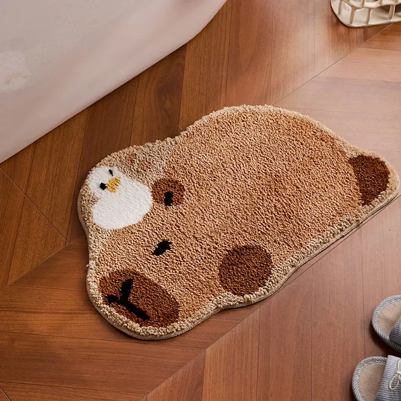

Cute Tufting Capybara Bathroom Mat Tufted Cartoon Bedrooom Rug Bedside Carpet Soft Floor Anti-Slip Pad Aesthetic Home Decor