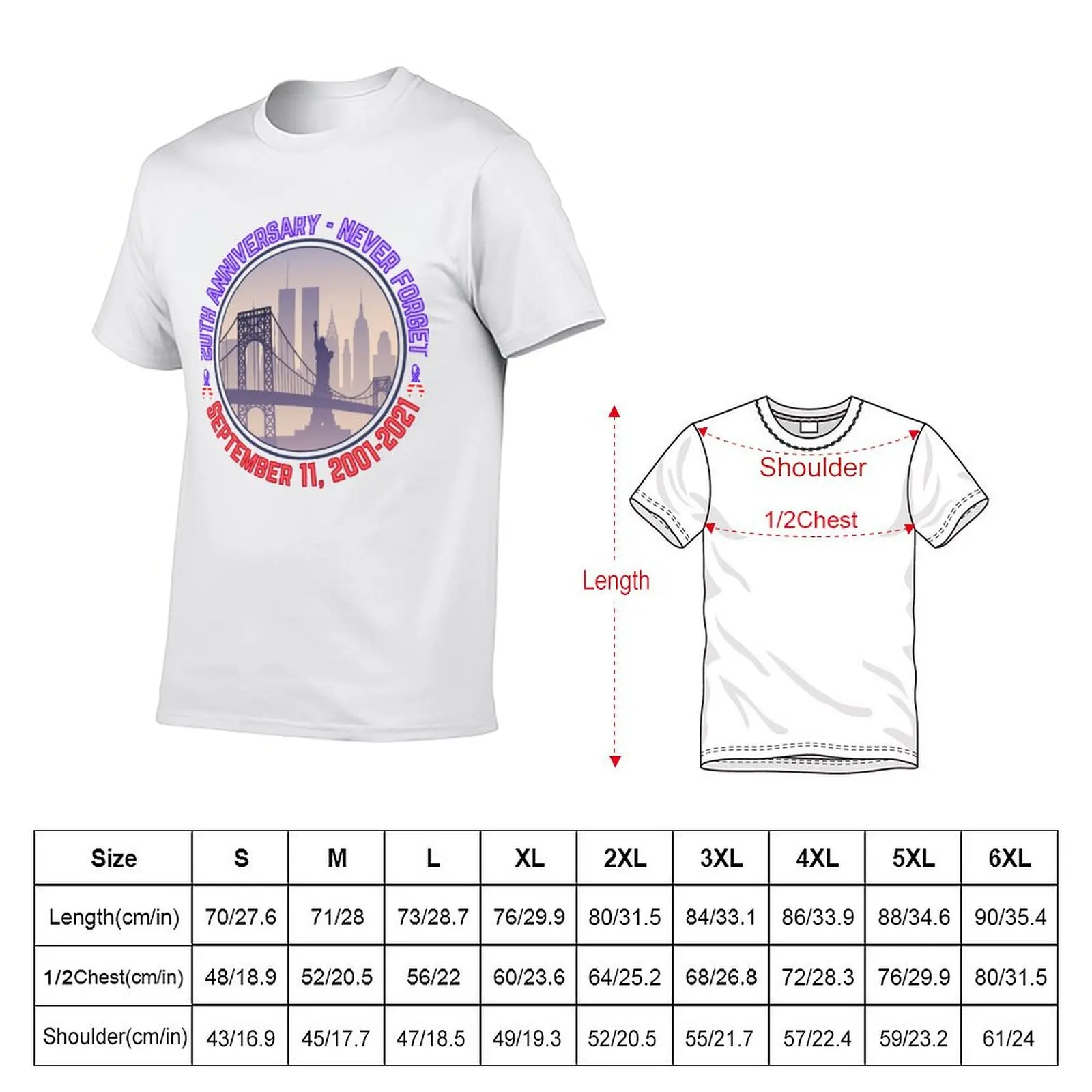 20th anniversary of the September 11th attacks T-Shirt Large Size Basic Casual T-Shirt