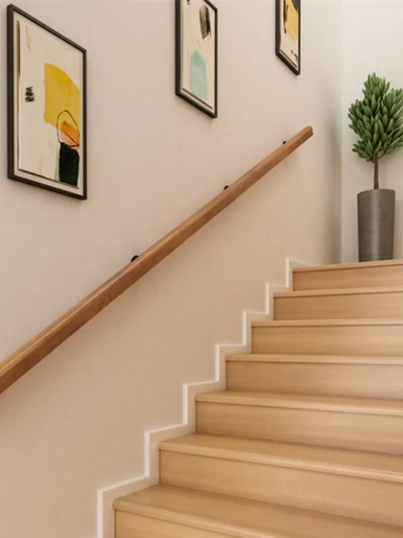 European style stair handrail against the wall Solid wood elderly anti-skid villa Kindergarten corridor channel railing Children