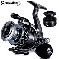 Sougayilang Fishing Reel 5.1/5.5:1 Gear Ratio Spinning Reel 28lbs Max Drag Power with Free Spool Anti-corrosion Carp Reel Pesca
