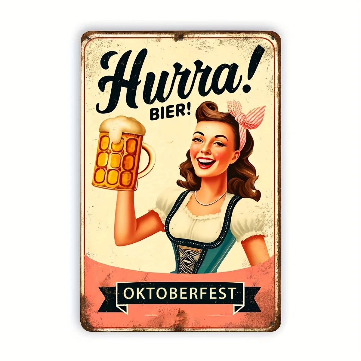 Oktoberfest Celebration Aluminum Metal Sign Art Set -  Vintage Beer Themed Wall Decor Fun Poster for Home Bar Garage Unique Retr