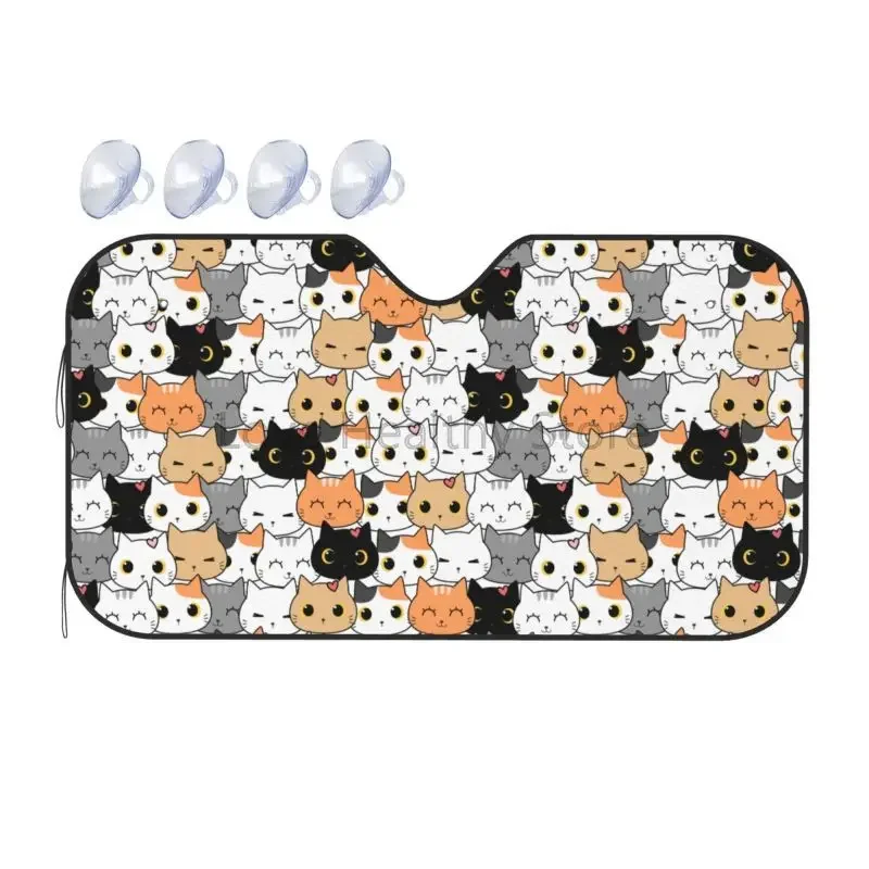 

Солнцезащитный козырек на лобовое стекло автомобиля с милым рисунком кота, складной солнцезащитный козырек на переднее окно, Universel Fit, седан, фургон, внедорожник, грузовик 51x27,5 дюймов