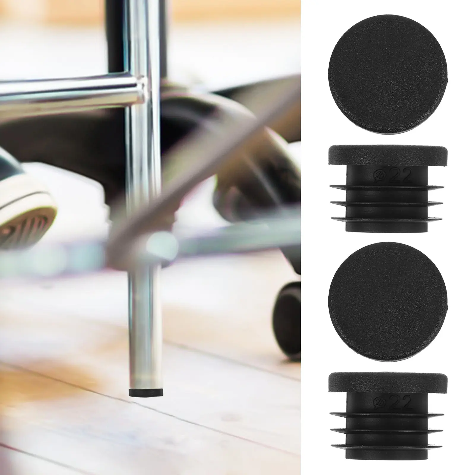20Pcs Plastic Metal Round Tube Plug Metal Tube End Cap Caps Threaded Post Chair Glide Insert Tubing