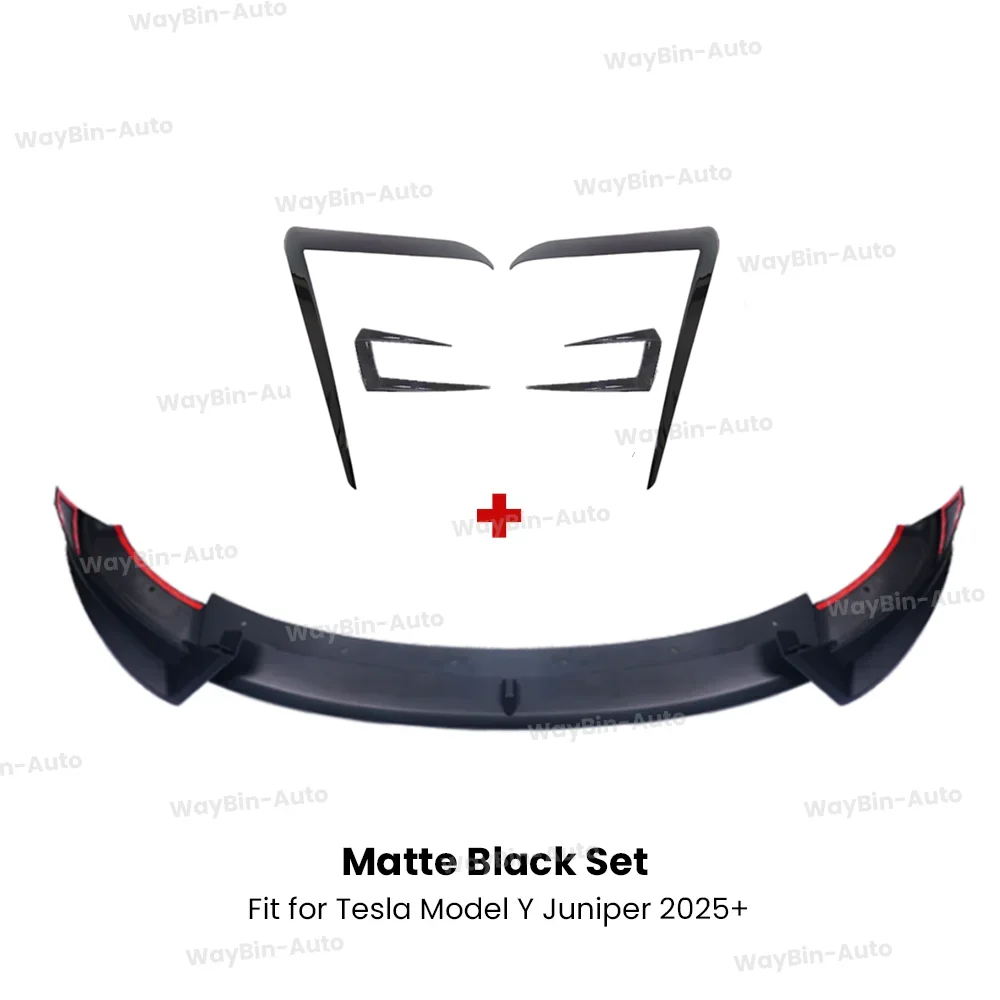 AD Lip Spoiler Voor 2025 + Tesla Model Y Juniper Bumper Lip Front Guard Trim ABS Zwart Carbon CD Body kit auto Accessorie