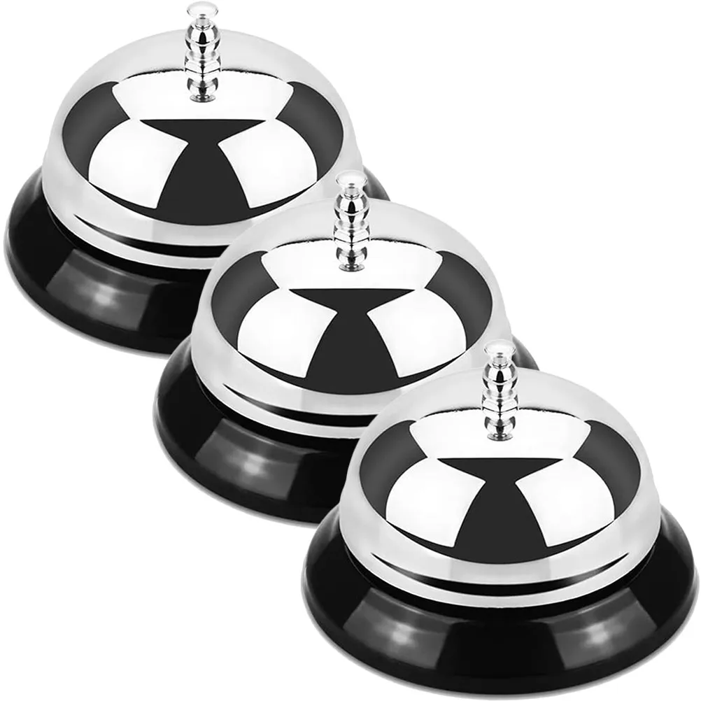 3Pcs Metal Call Bell Set for Restaurant Hotel Bar Kitchen Service Staff Assistance Loud Clear Tone Retro Vintage Dining Table