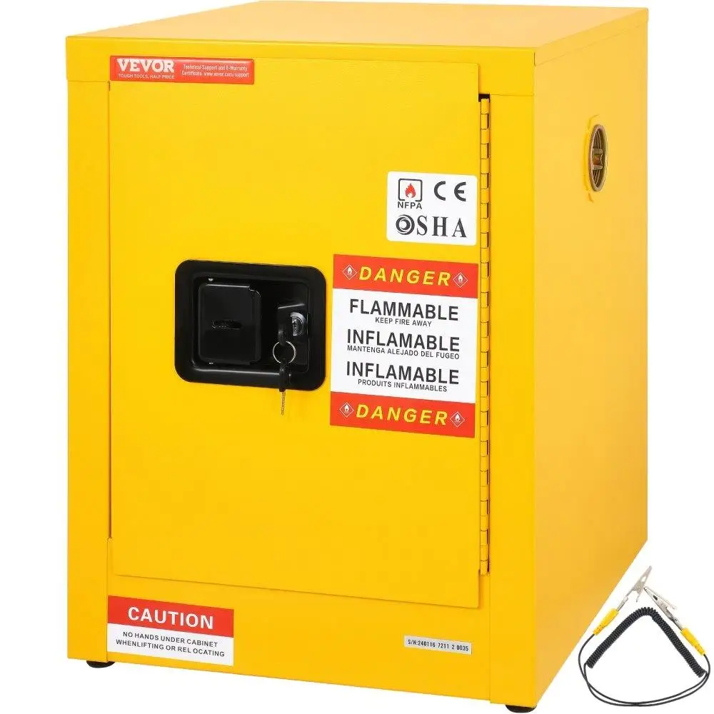 

Flammable Storage Cabinet 16.9 Inch Galvanized Steel Safety Cabinet with Adjustable Shelf for Industrial Home Use