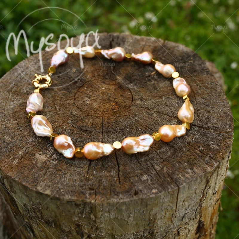 

MYSOYA 11-13mm Large Pink Baroque Pearl Necklace, Suitable for Birthday/Anniversary/Wedding/Mother's Day/Father's Day Gift A1019