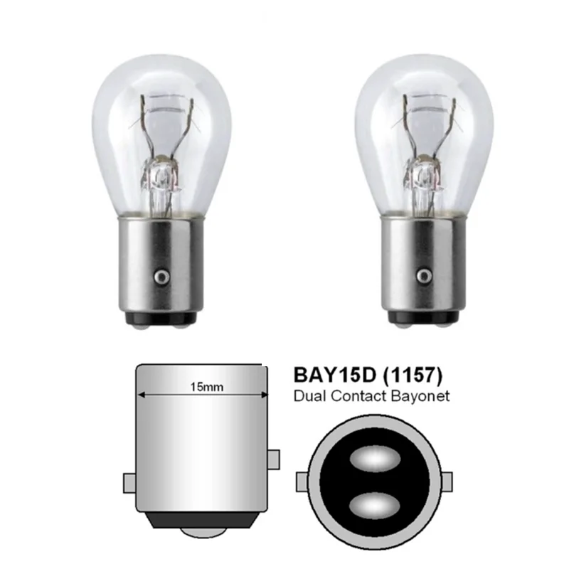 2pcs BAY15D P21/5W 1157 12V21/5W BA15D Car Clear Glass Lamp Brake Tail Bulb Car Indicator Halogen Stop Lamp Brake Bulbs 12499 view 6