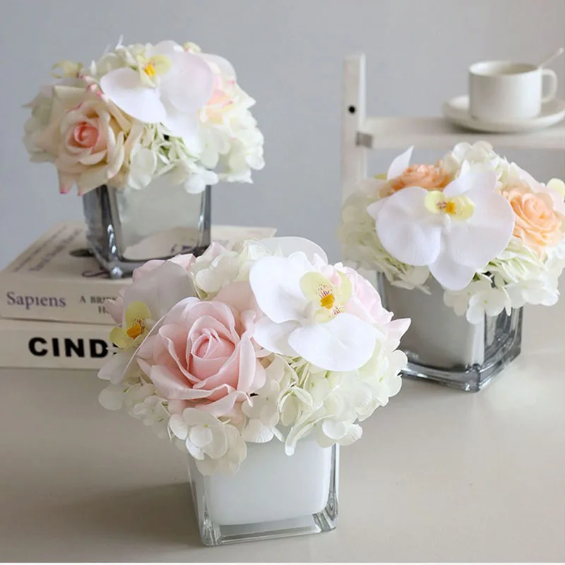 12Pc Artificial White Feel Orchid Real Touch Phalaenopsis Fake Flowers Home Party Wedding Decoration Flower Arrangement Material