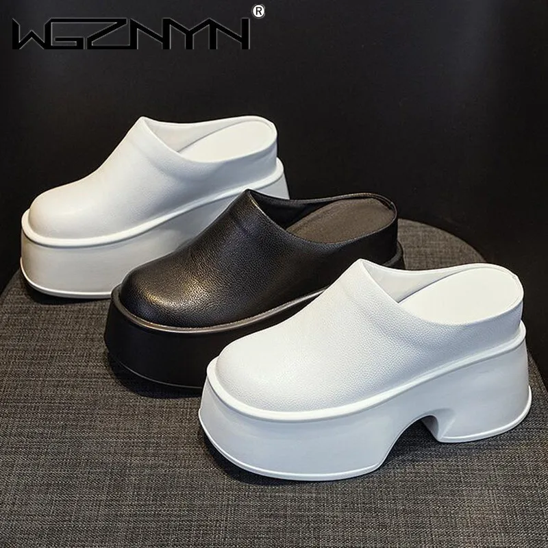 11cm New Slippers Natural Cow Genuine Leather Platform Wedge Sneakers Pumps Summer Women ROME Hidden Heels Vulcanize Shoes