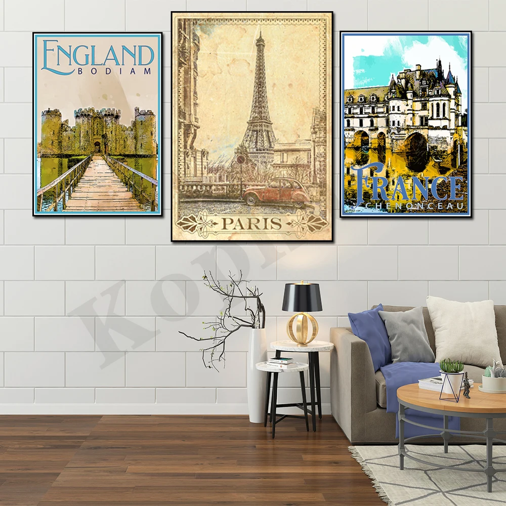 Romania Paris Verona Monte Carlo England France Switzerland. City Travel Scenery. Home Wall Decor Art Canvas Painting