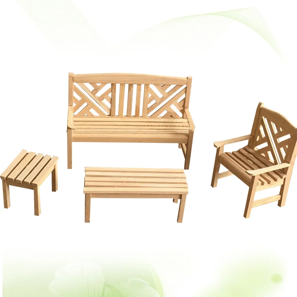 4 Pcs Kid Pretend Play Toy 1/12 Mini Adornment Furniture House Accessories Bamboo