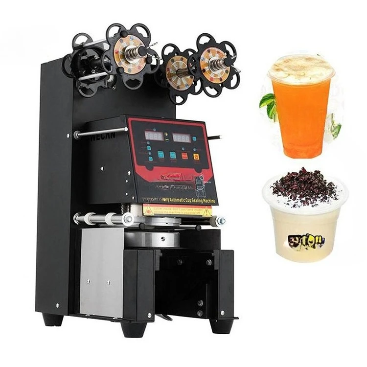 Macchina per sigillare tazze di plastica per sigillare tazze di tè con bolle d'acqua Bevanda completamente automatica di alta qualità