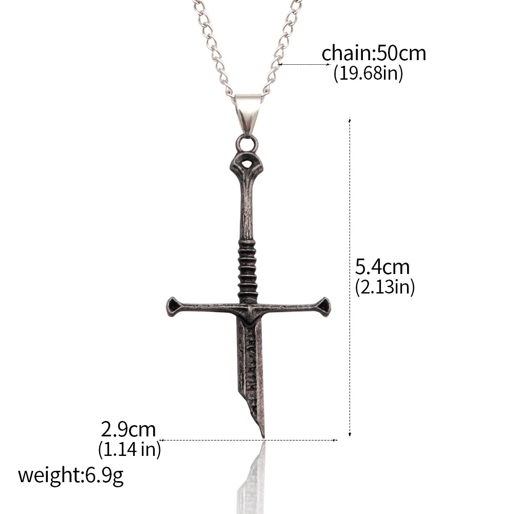 Movie Aragorn Narsil Broken Sword Cosplay Necklace Vintage Punk Choker For Women Men Jewelry Accessories Gifts image 6