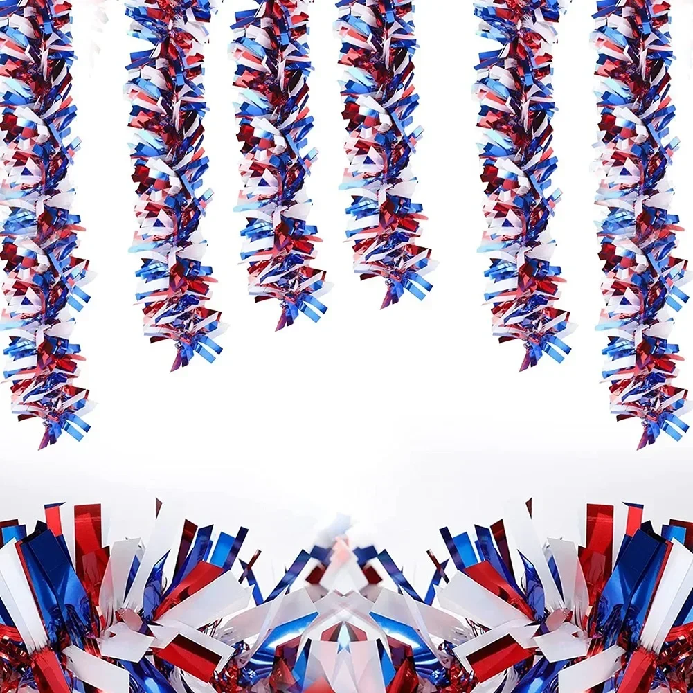 Hanging Garlands Shimmer and Glitter Red White Blue Metallic Tinsel Garlands King Coronation Decoration 2m Length