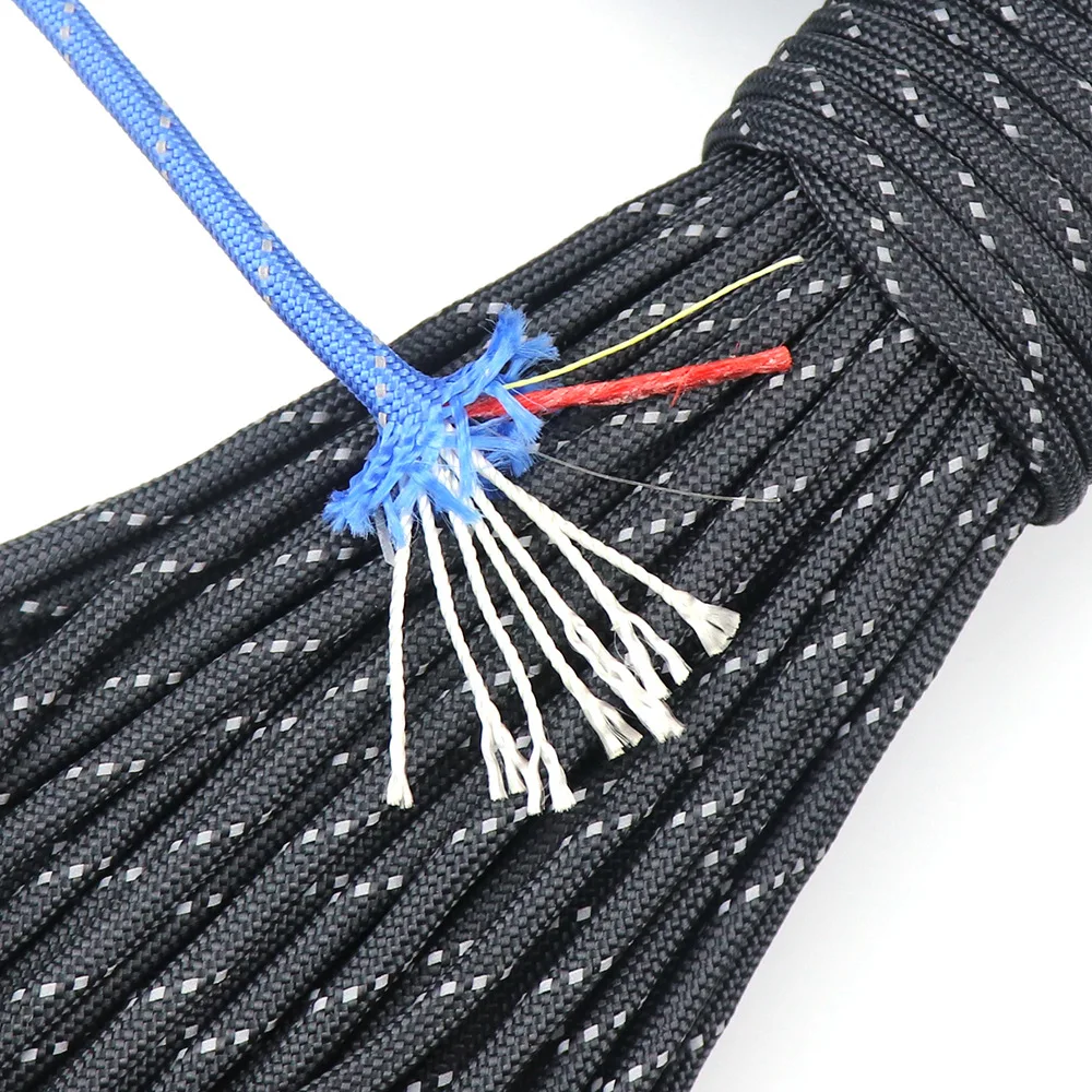 Corda Tática de Sobrevivência Multifuncional Refletiva de 31m, 550 4mm, 10 Fios, Acessório para Pulseira e Corda de Barraca de Camping