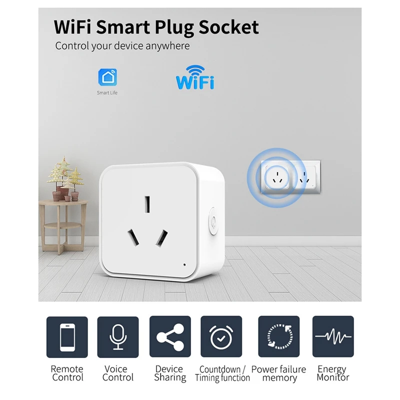 AB15-Zigbee Smart Socket Adapter Tuya Smart Life App Draadloze bediening Timing Power Monitoring Functie Aleax Outlet AU-stekker