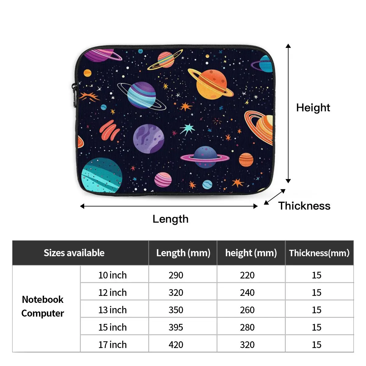 Solar System Space Planets Universe Notebook Laptop Bag Case Pouch For Macbook Air Pro Tablet Shockproof Case Bag
