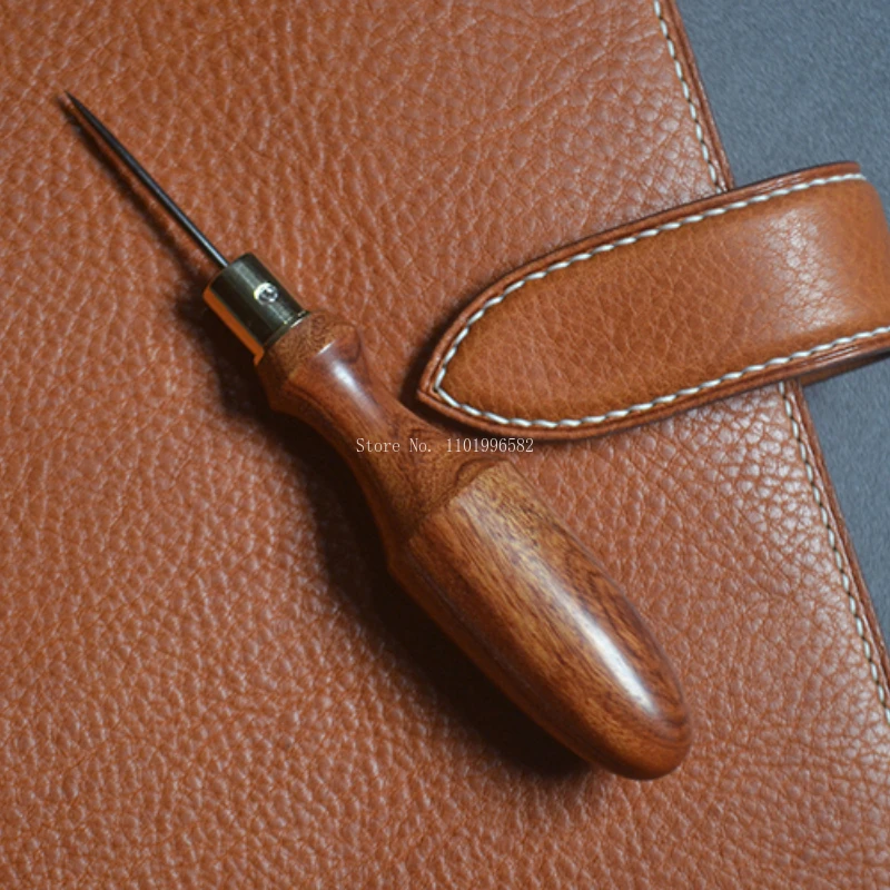 Homemade Handmade Leather Piercing Tools Awl Solid Wood Olive Cone Flat Cone DIY Leather Crafts To Make Through Hole Utensils image 4