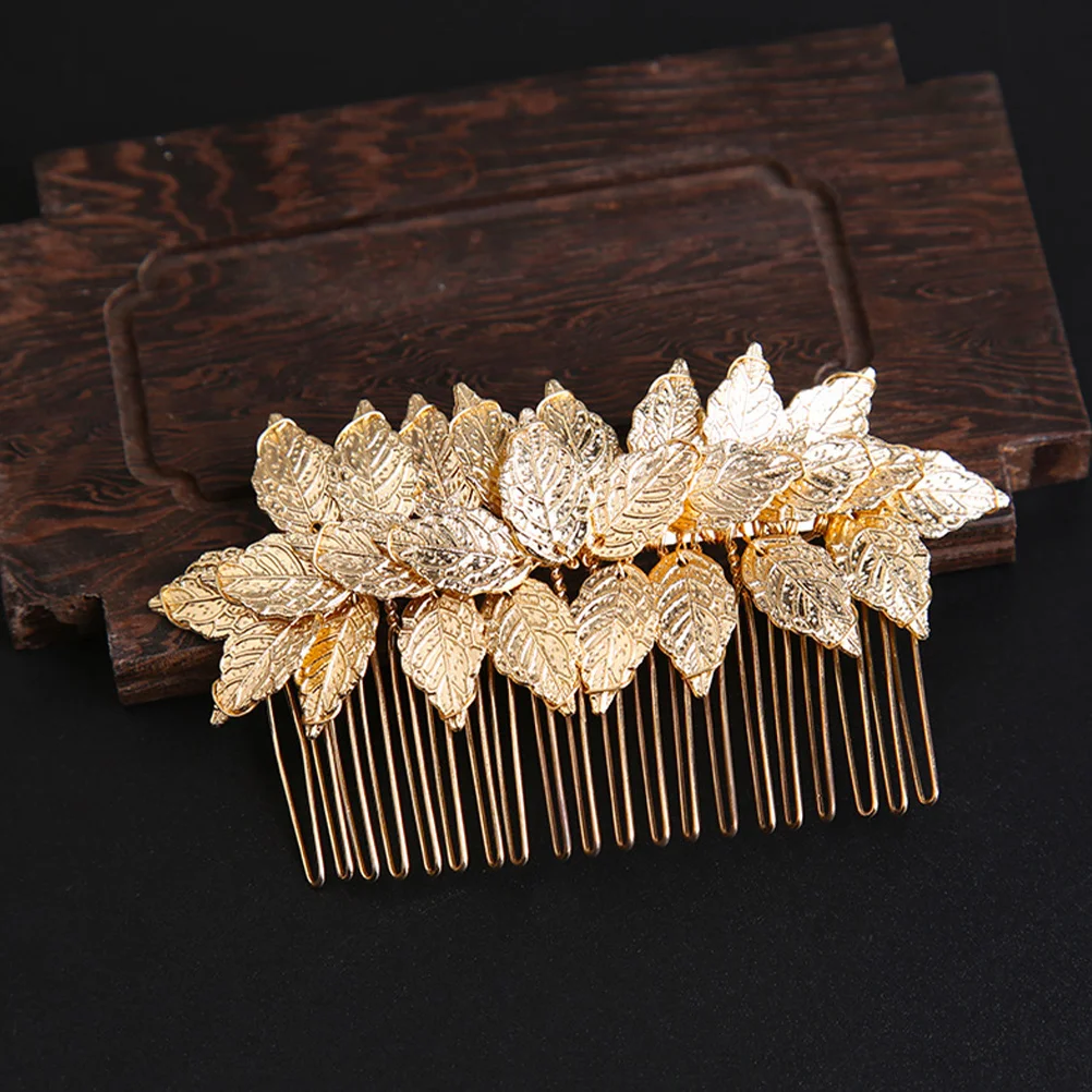 

Hair Comb Tiara Wedding Accessories Bride Combs for Prom Piece Flower Alloy Brides Headband Gold