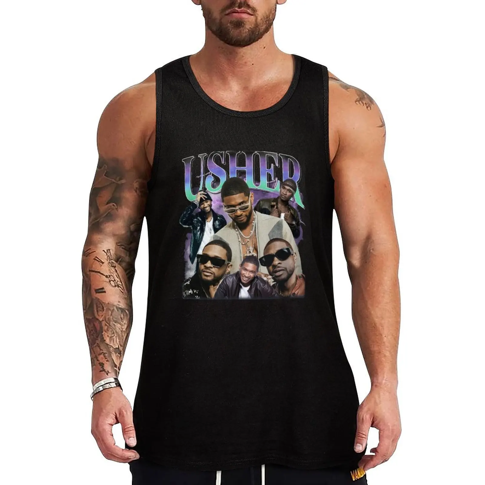 

Usher Rap Retro Tank Top Gym Training Tank Top Moisture Wicking Performance