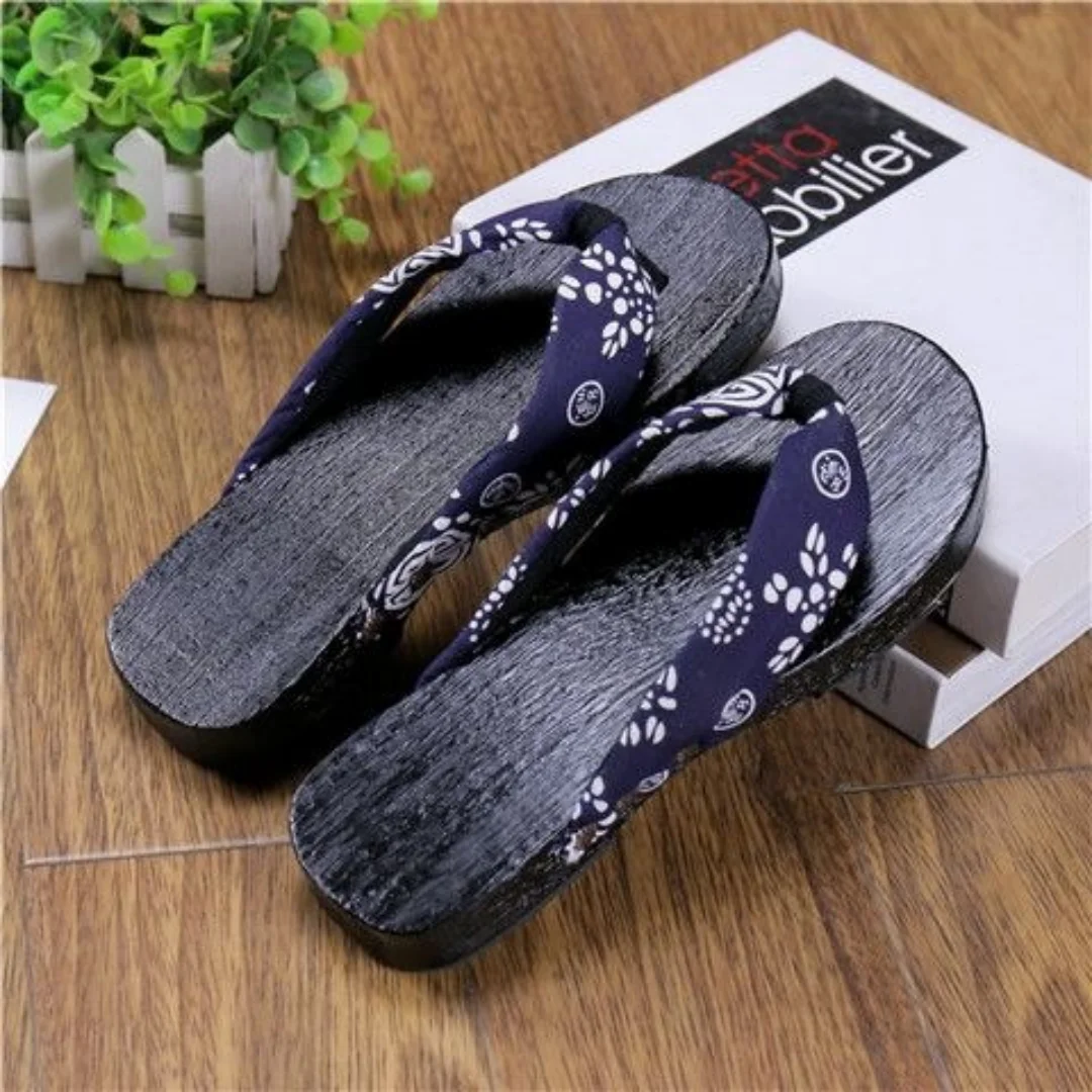 

2026 New Men Japanese Style Geta Sandals Round Toe Flat Heel Flip Flops Traditional Wooden Clogs Summer Casual Slippers
