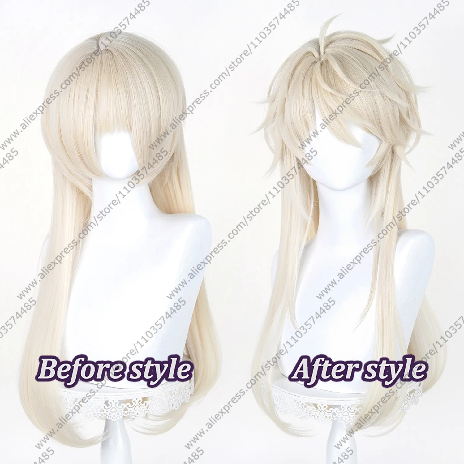 Heino Cosplay Wigs 70cm Light Golden Blonde Long Hair Anime Halloween Heat Resistant Synthetic Wig