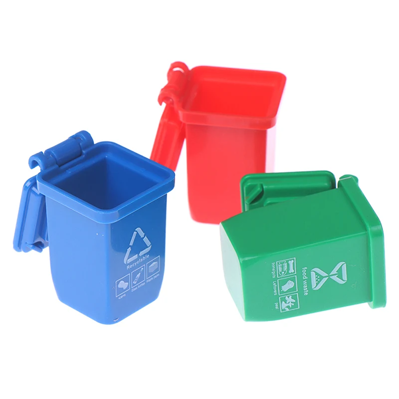 5 pçs/set 1:12 casa de bonecas em miniatura lata de lixo modelo acessórios de móveis para decoração de casa de boneca crianças brinquedos