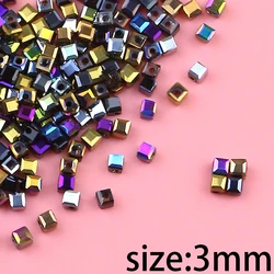 Electroplated Austrian square color crystal beads 3mm/100PCS crystal faceted bead jewelry DIY bracelet necklace accessories