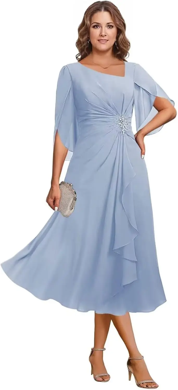 

Платья для матери невесты с асимметричным вырезом на свадьбу, шифоновые вечерние платья, платья для выпускного вечера, платье для матери невесты