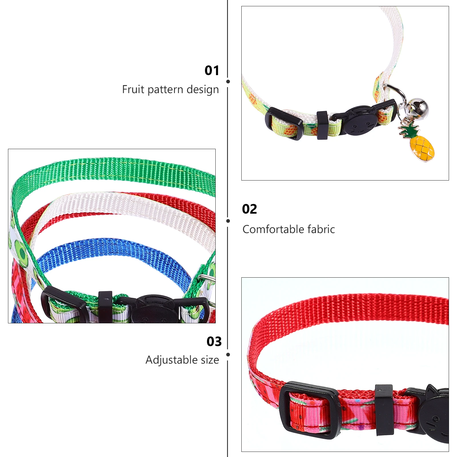 

4pcs Fruit Collar Summer Cute Nylon Cat Kitten Bell Shaped Adjustable Party Gift for Dogs Cats Pet Necklace Collar Dog