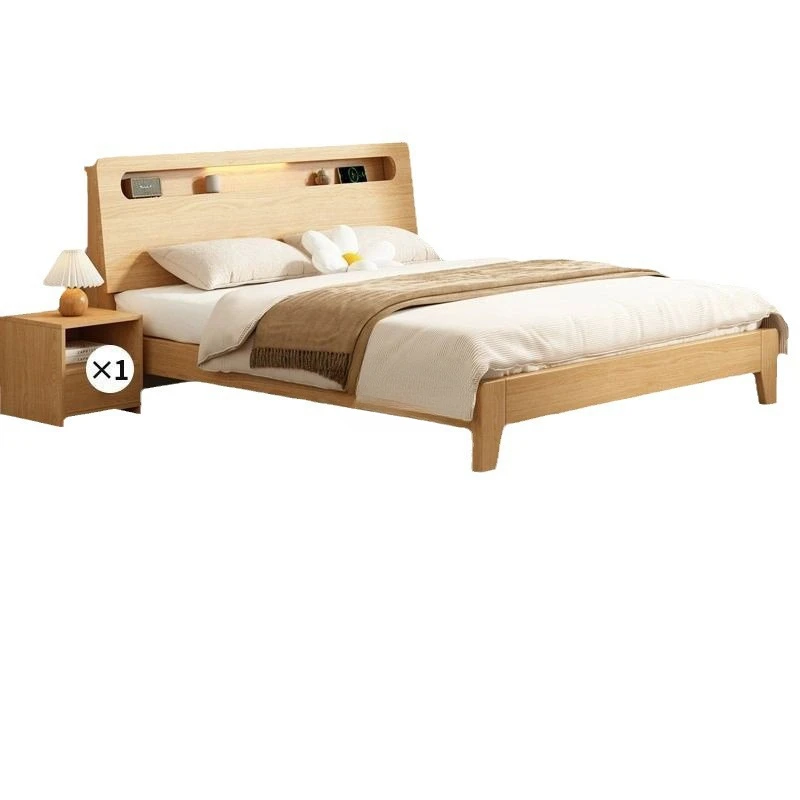 

Экономичная кровать из цельного дерева, скандинавский метр, двойной бытовой, 1,8 метра, современный простой дом для аренды, дом для аренды сосны