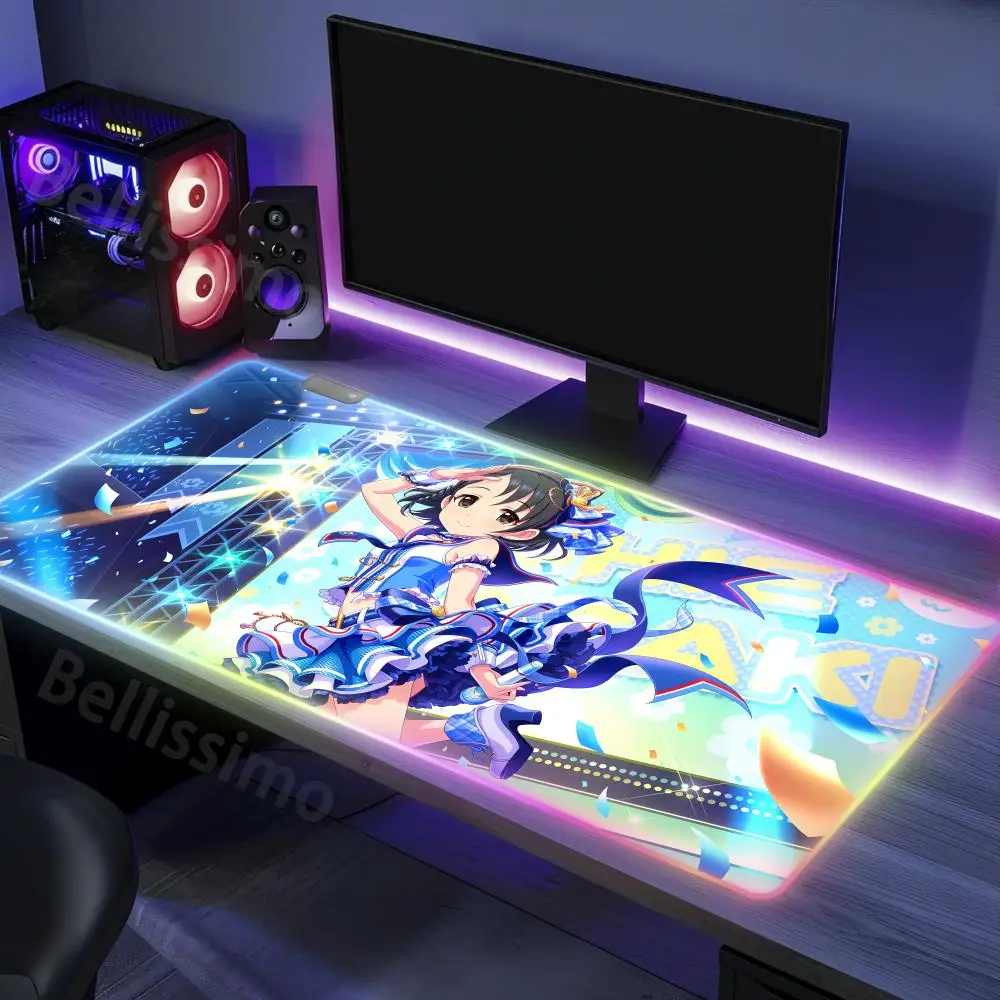 Teclado Mouse Pad RGB Non-Slip T_the_IdolmasterS Rubber Holiday gifts Gamer keyboard High-end E-sports Edge locking DIY 900x400