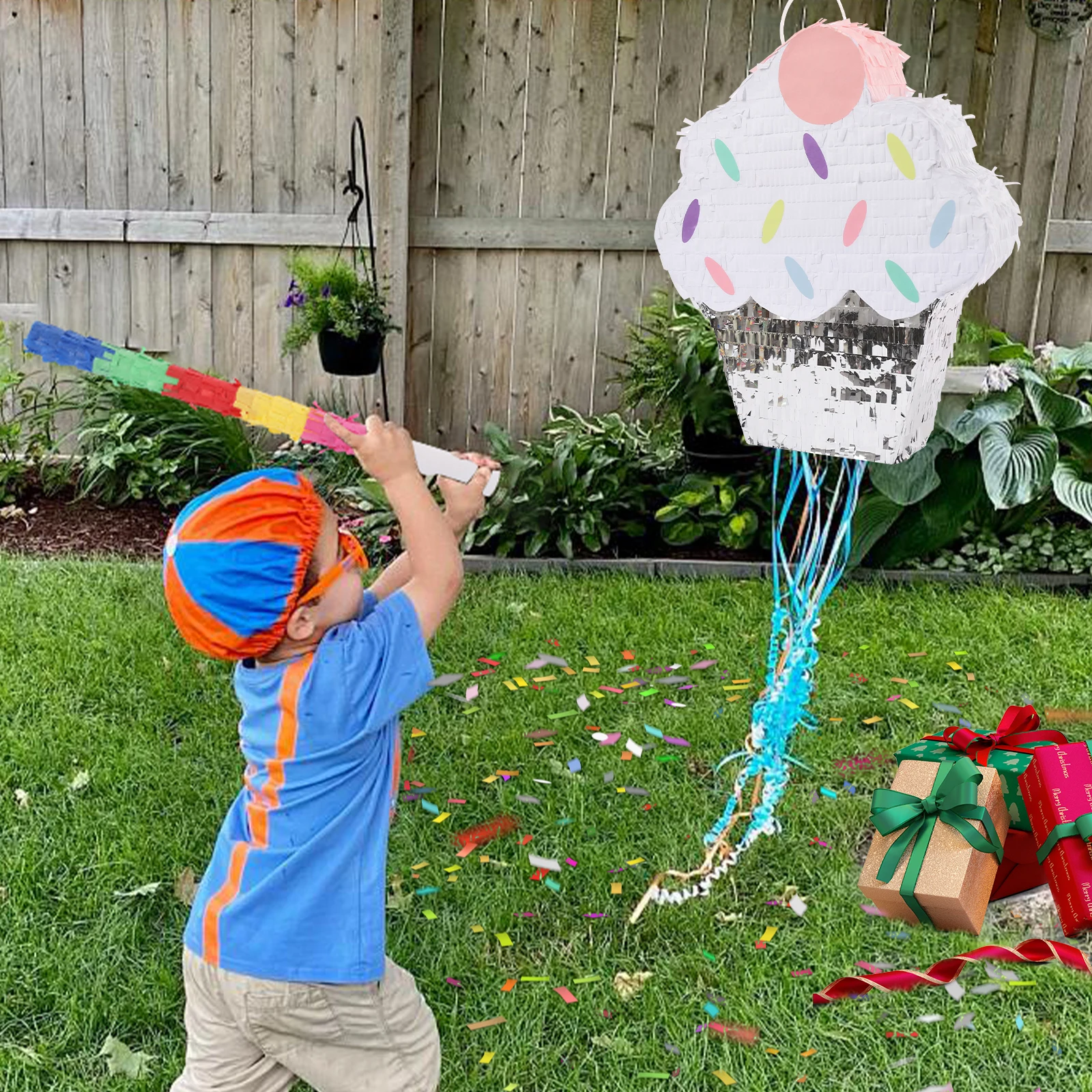 

12.99*14.96 Inch Ice Cream Cake Pinata With PVC Stick for Family Gatherings Theme Parties Birthday Parties Baby Showers