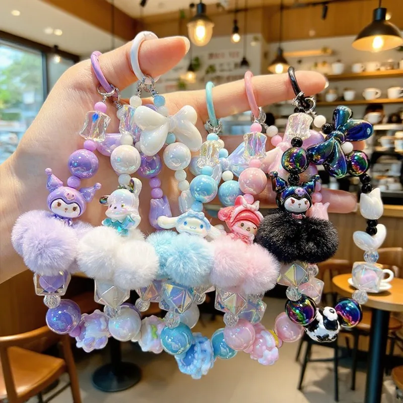 Новая цепочка для телефона Sanrio Kawaii HelloKitty, брелок, японские мультяшные персонажи Kuromi, Melody, Cinnamoroll, подвеска для сумки, аксессуары для автомобильных ключей