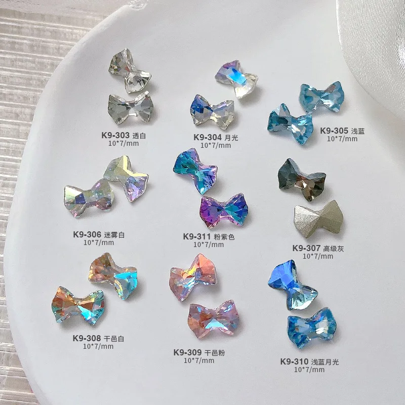 5 個ネイルラインストーンチャームクリスタルダイヤモンド弓クリスタル三次元ガラスネイルアクセサリー