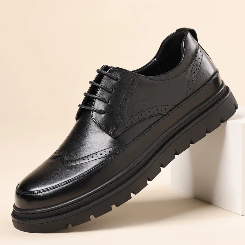 Business Leather Shoes Men Leather Men Shoes Loafers Heightening Cowhide Shoes