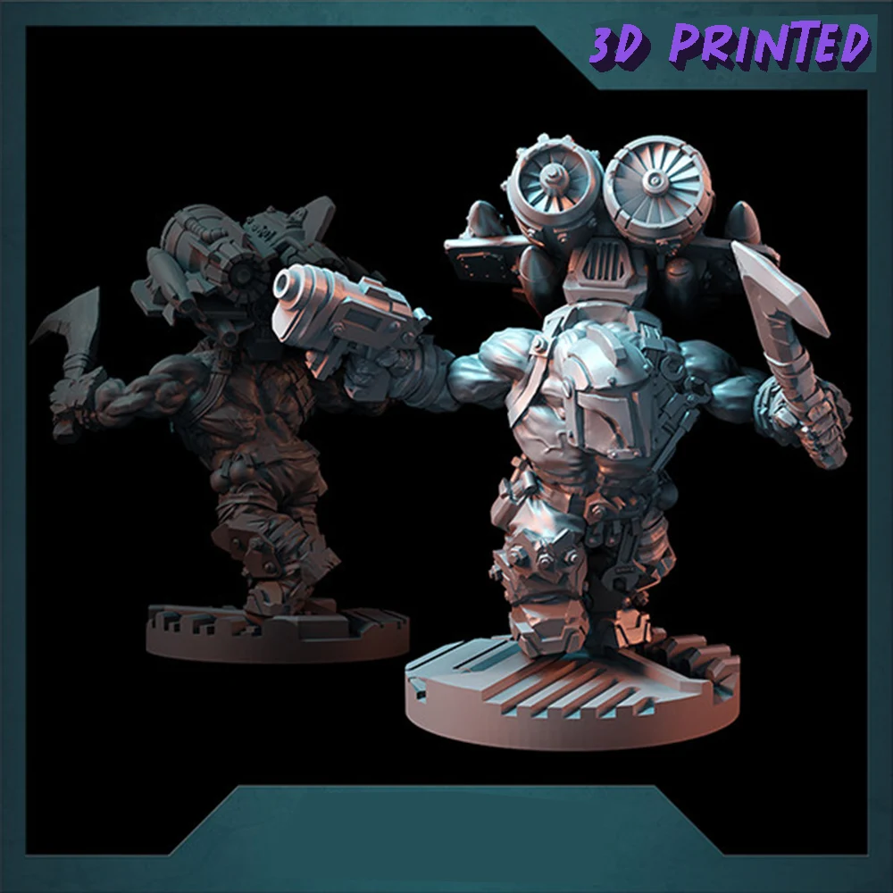 Armor Rocket Orcs in miniatura, figura di pelle verde, Walker, pistola al Plasma Robot, modello in resina stampata in 3D HD, Wargame per Proxy d'azione