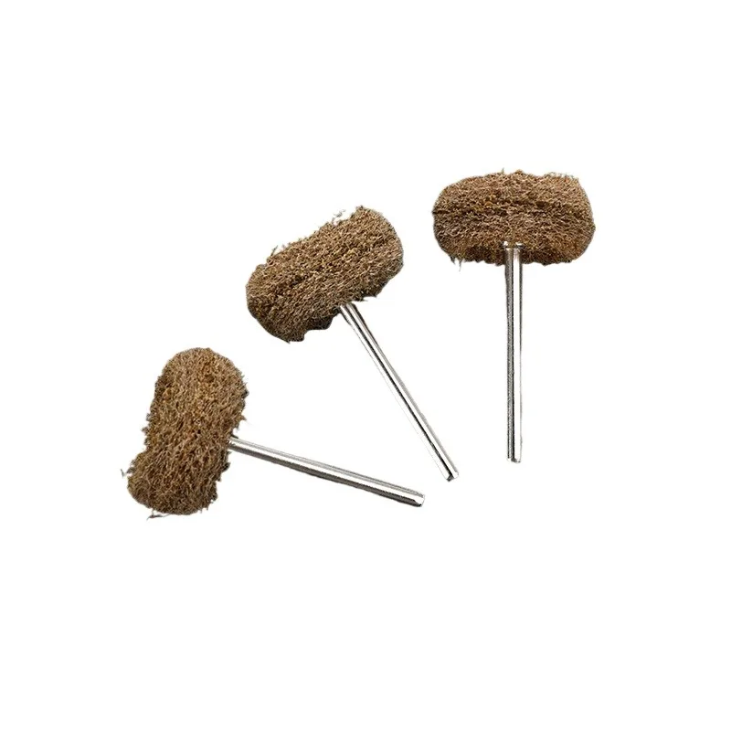 

3PCS 3mm handle brown fiber scouring pad grinding head nylon polishing head scouring pad polishing and drawing