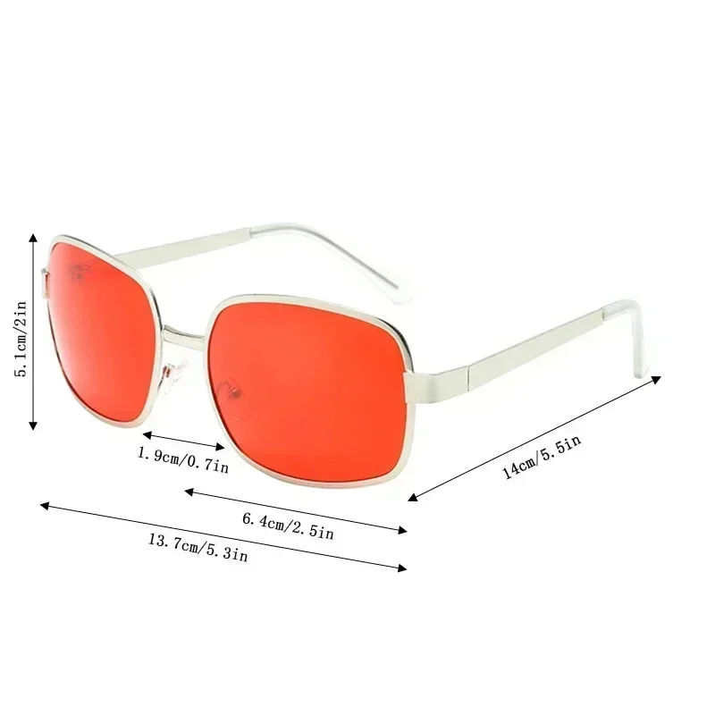 Vintage Round Unisex Circular Sunglasses, Red Tinted Lenses and Durable Alloy Frame for Long Lasting Style