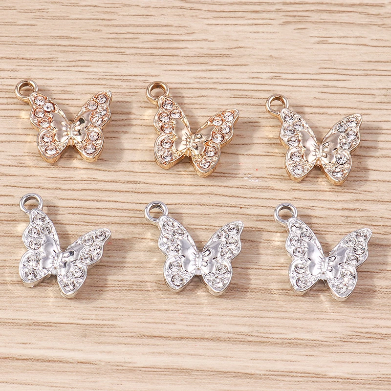 10 Stück niedliche Kristall-Metall-Tier-Schmetterlings-Anhänger für die Schmuckherstellung, Halsketten, Ohrringe, Armbänder, DIY-Bastelzubehör – Detail 8
