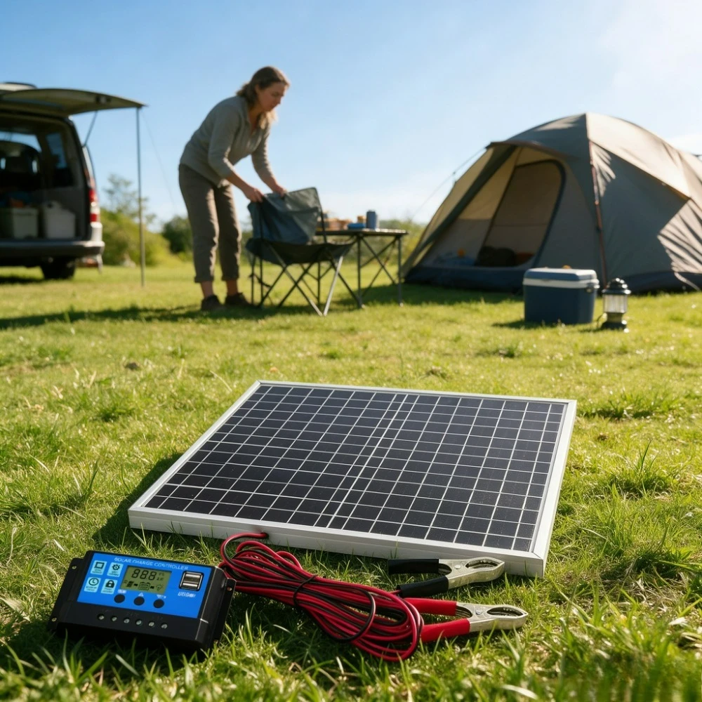 Portable Camping Solar Generator Kit 12W Monocrystalline Aluminum Panel 12V Solar Charge Controller For RV Boat Hiking Off Grid