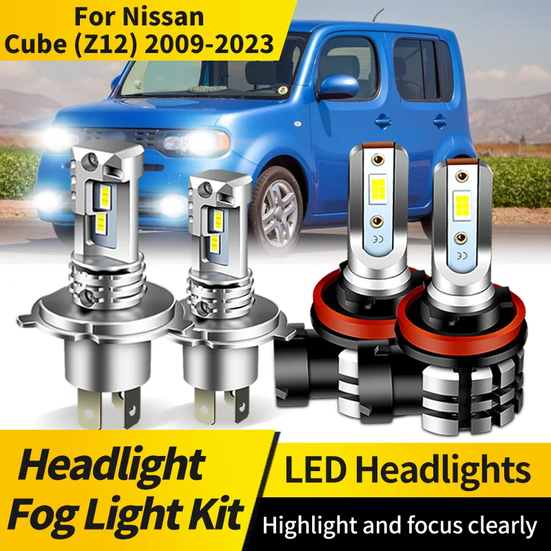 

2PCS LED Headlight Bulbs H4 HB2 High Low Beam Lamp H11 Fog Light 6000K CSP for Car Headlamp For Nissan Cube (Z12) 2009-2023