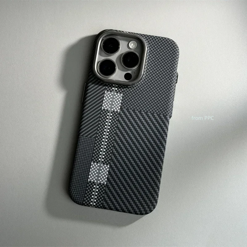 from PPC Für iPhone 17 16 15 14 Pro Max Hülle Kohlefaser Abstrakt Geometrisch für MagSafe Cover Magnetisches Ladegehäuse Kamera-Schutz Funda 5